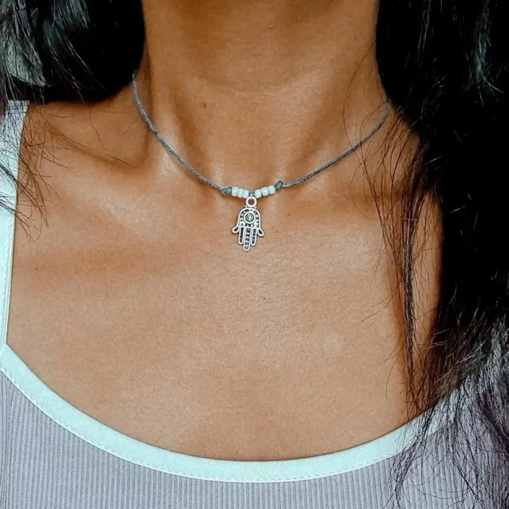 Dây chuyền choker màu xám  HAMSA | HANDMADE | Vale.somethingboho