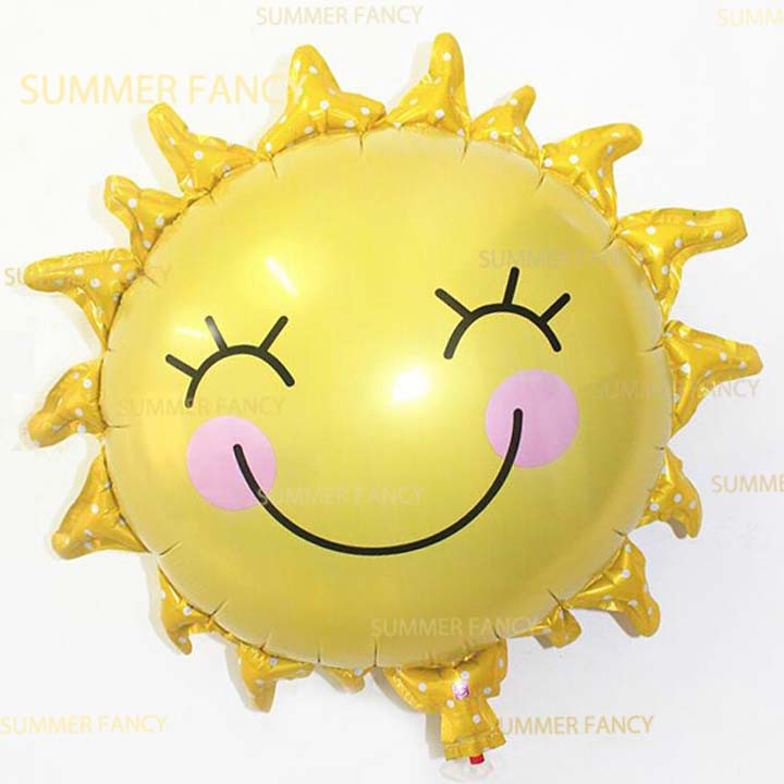 Bong bóng kiếng mặt trời cười cầu vồng, cây dừa đám mây, mặt trăng 40cm - sun foil balloon