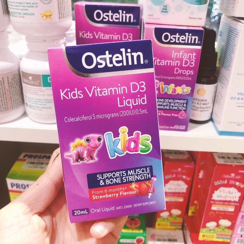 Vitamin D dạng nước cho trẻ Ostelin Kids Liquid 20ml của Úc