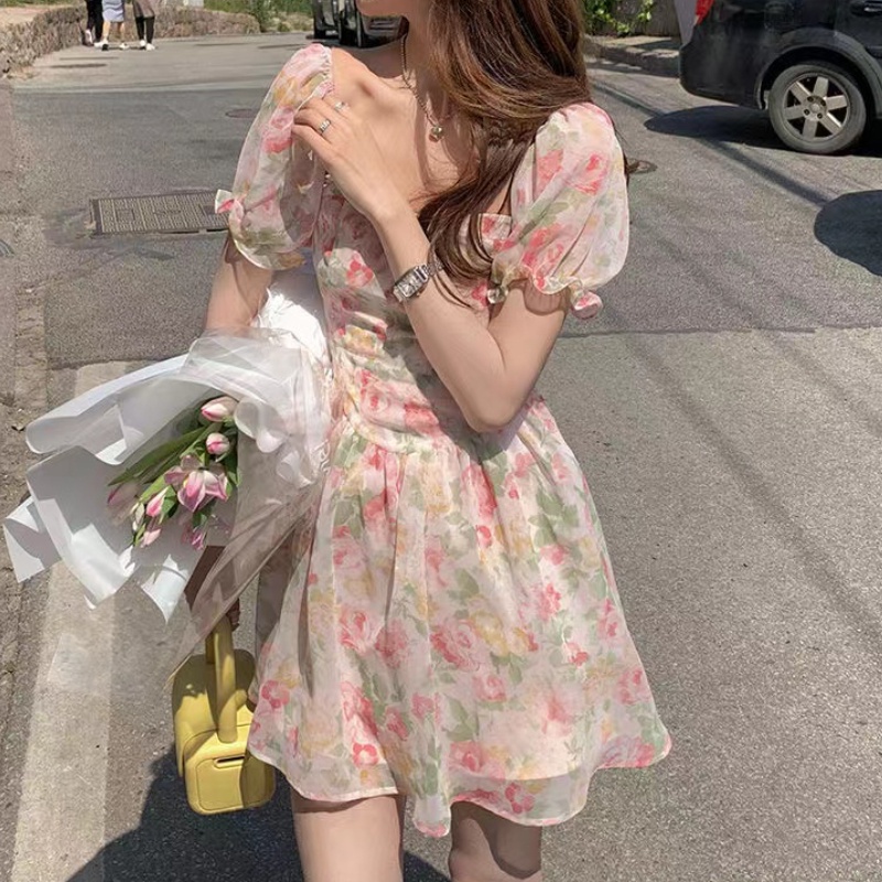 Đầm Perty họa tiết hoa thời trang mùa hè Hàn Quốc dành cho nữ