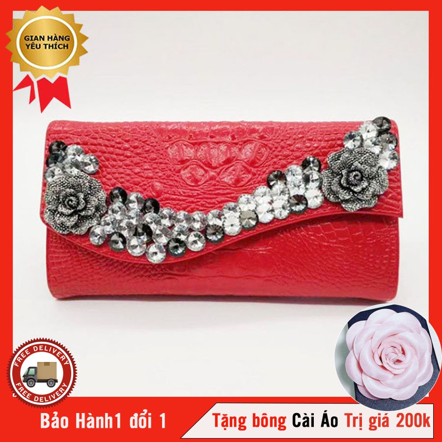 Ví Dự Tiệc Dập Vân Cá Sấu Bảo Châu Đi Tiệc Cực Sang Phong Cách Hiện Đại Dễ Dàng Phối Đồ
