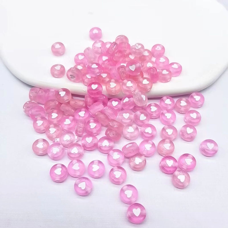 100 Hạt Xỏ Vòng Tay Hình Trái Tim 6MM