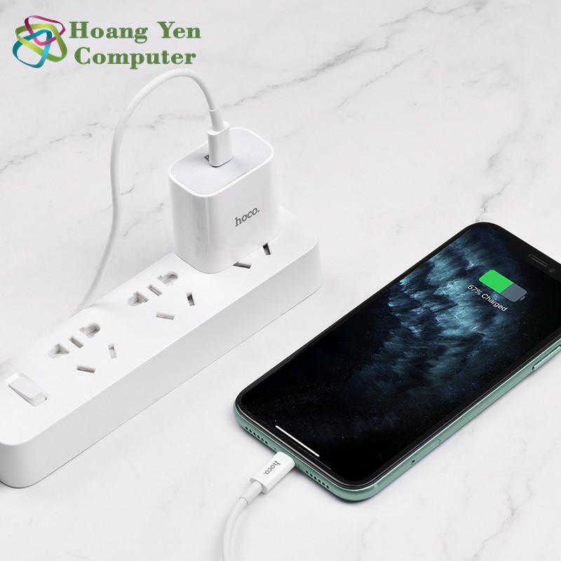 Bộ Sạc Nhanh 20W Cho IPhone IPad Hoco C76 + Cáp Sạc TYPE C - LIGHTNING (QC3.0, PD 20W) - BH 1 Năm Chính Hãng