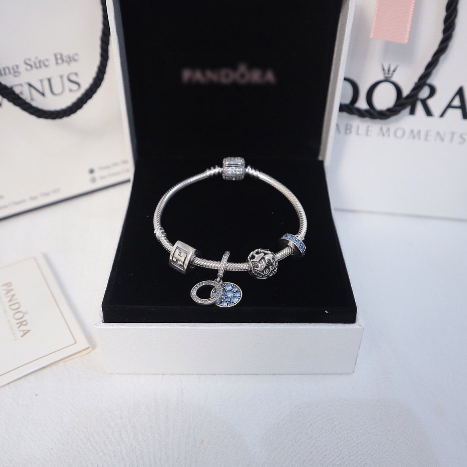 Vòng charm xanh da trời- Bạc 925 cao cấp- VENUS011