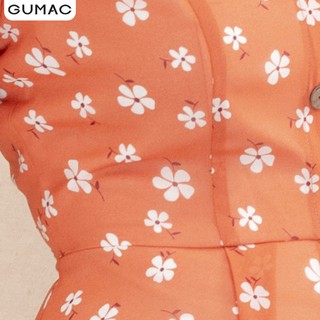 Đầm cổ V đính nút GUMAC DA10131