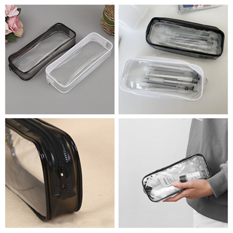 Hộp bút PVC trong suốt có khóa kéo sức chứa lớn dành cho học sinh