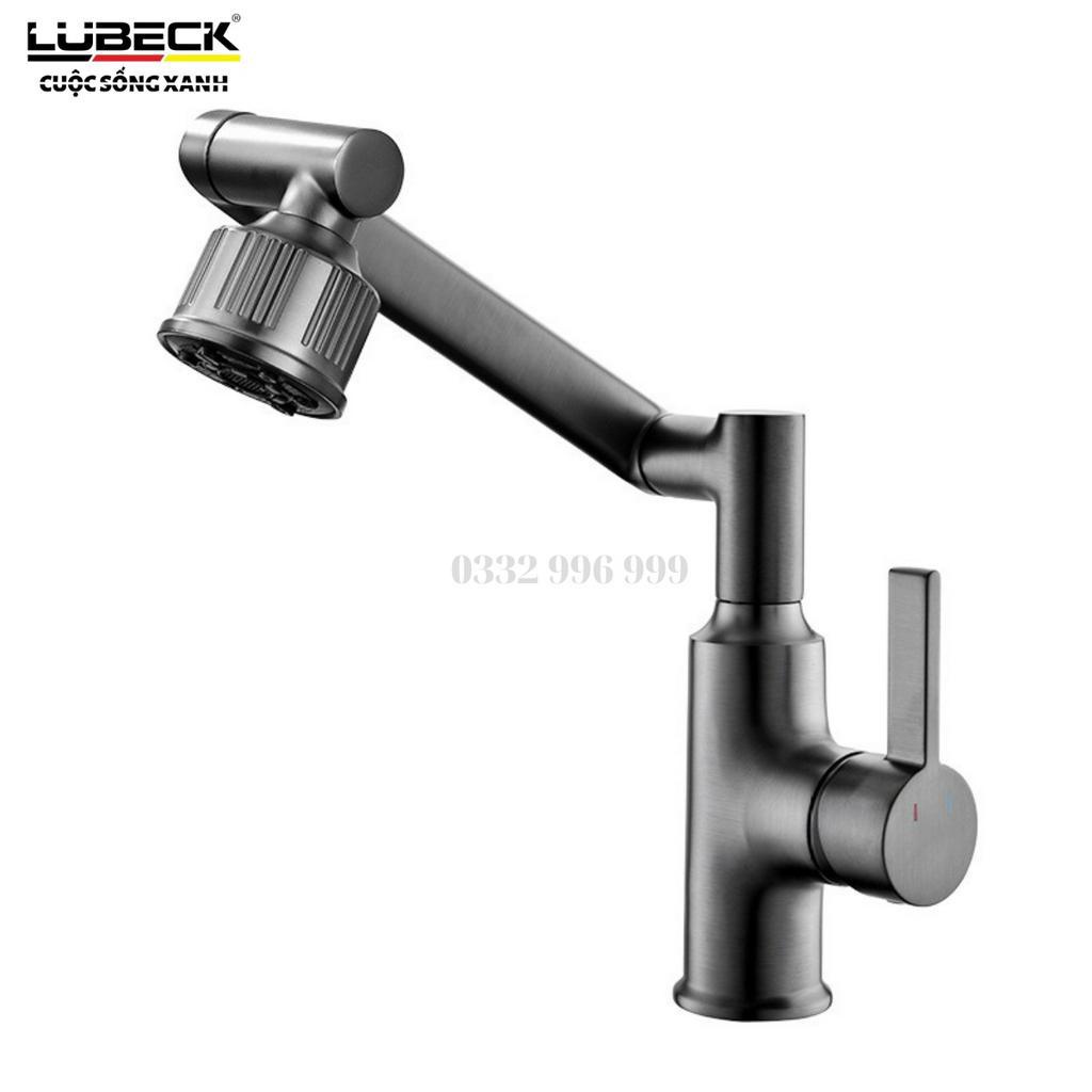Vòi rửa mặt VN 238 vòi chậu bàn đá Lavabo ,2 chế độ xoay 360 độ , chất liệu inox 304 phủ nano nhám cao cấp - Lubeck