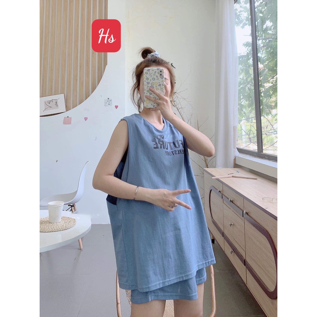 Bộ Quần Áo TankTop FUTURE,3 Lỗ Quần Đùi Nữ Form Rộng 3 Màu X082