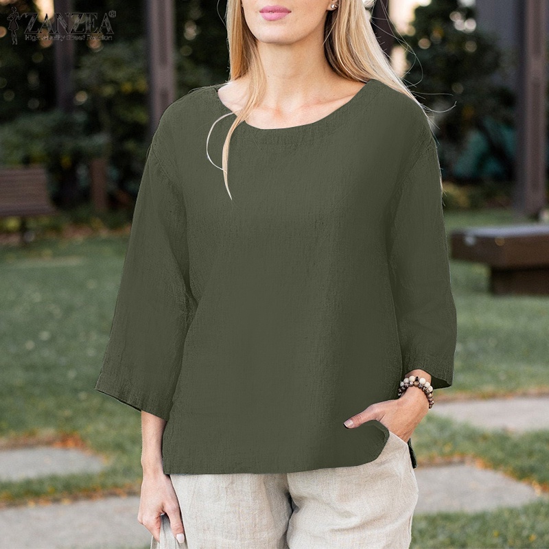 Zanzea Áo Cánh Nữ Tay 3 / 4 Trễ Vai Xẻ Tà Thời Trang
