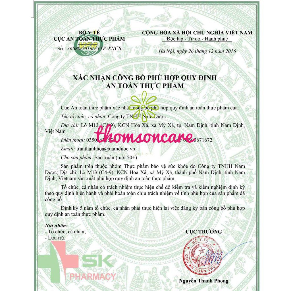 Bảo xuân tím tuổi 50 +, Cân bằng nội tiết tố, giảm lão hóa cho Phụ Nữ