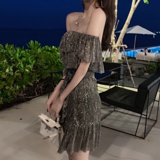Order ❤️ Váy bling bling dáng trễ vai