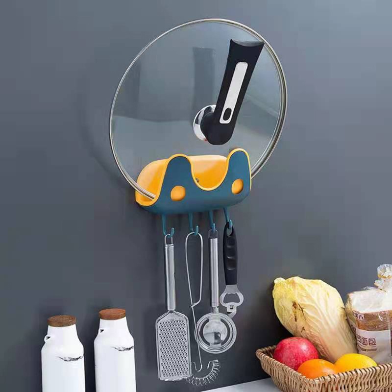 Giá Đỡ Nắp Nồi / Thớt Gắn Tường Đa Năng Kèm Móc Treo Tiện Dụng