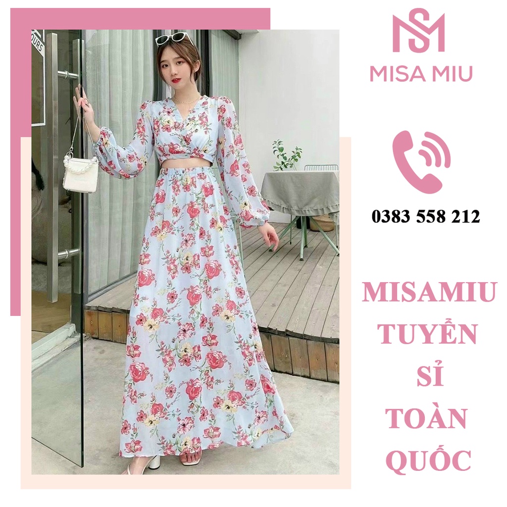 Set váy maxi Set rời croptop áo cuốn chân váy xòe MisaMiu