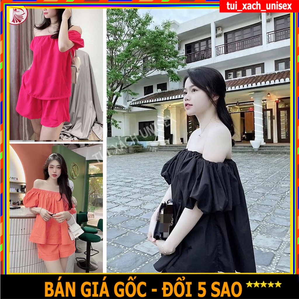 Set trễ vai tay bồng tiểu thư vải thô mềm cao cấp FREESHIP Bộ đồ dạo phố xinh [ SET TRỄ VAI TAY BỒNG ]