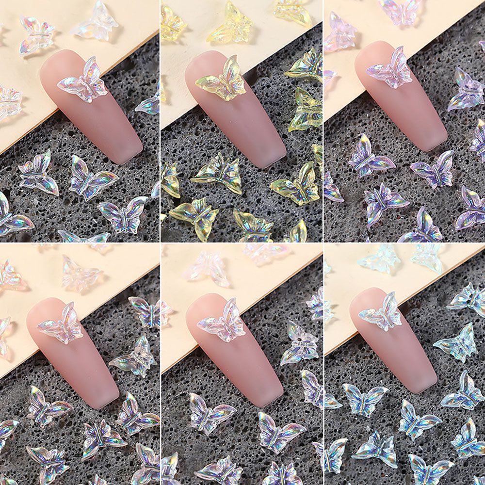 [Hàng mới về] Phụ Kiện Trang Trí Móng Tay Hình Bướm Nhiều Màu Bằng Nhựa Resin Thời Trang Diy