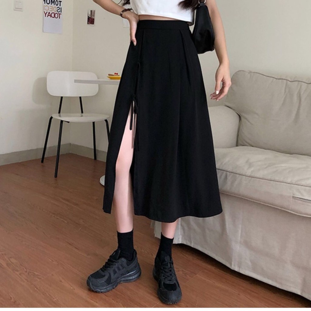 [Mã FAMAYWA giảm 10K đơn 50K] Chân Váy Nữ Midi Xẻ Đen Dáng Xòe Dài Siêu Chất CV08 | BigBuy360 - bigbuy360.vn