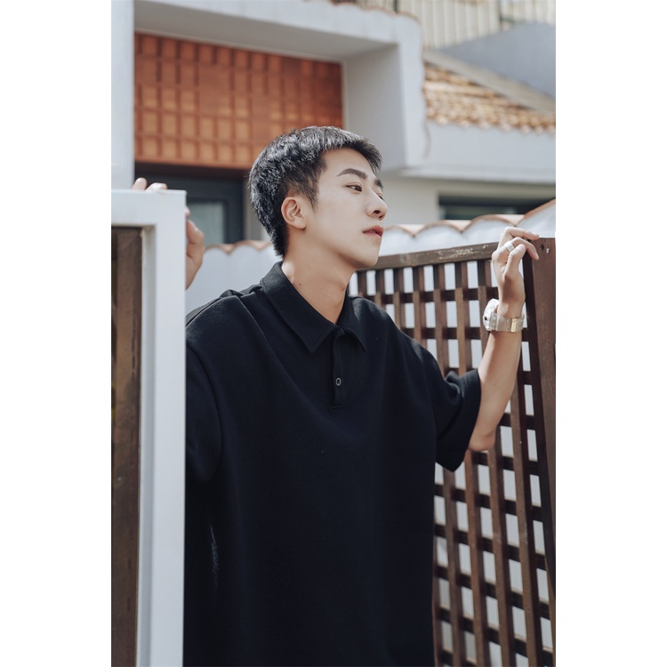 Áo Polo Thun Trơn Có Cổ Nam Nữ Dáng Rộng Unisex Tay Lỡ Chất Vải Cotton Cá Sấu Mềm Mịn Co Dãn Phong Cách Hàn Quốc