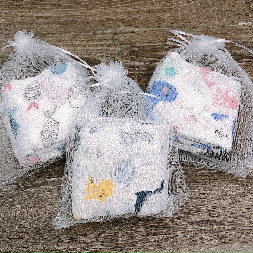Khăn sữa aden túi lưới dành cho Bé.Set 10 cái