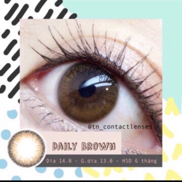 giá 1 cặp Lens Nâu tựnhiên 14.2mm có LỆCH ĐỘ sẵn 0-8 độ kính áp tròng cận chính hãng Hàn quốc D2081 brown