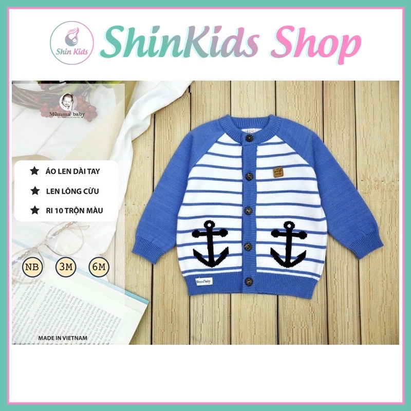 Áo Len Momma Dài Tay Cúc Giữa Phối Viền Cho Bé - ShinKids