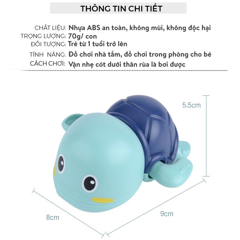 Rùa Bơi Vặn Cót, Đồ Chơi Nhà Tắm, đồ chơi Dưới Nước thả bồn tắm Cho Bé Thích Thú Vận Động Khỏe mạnh
