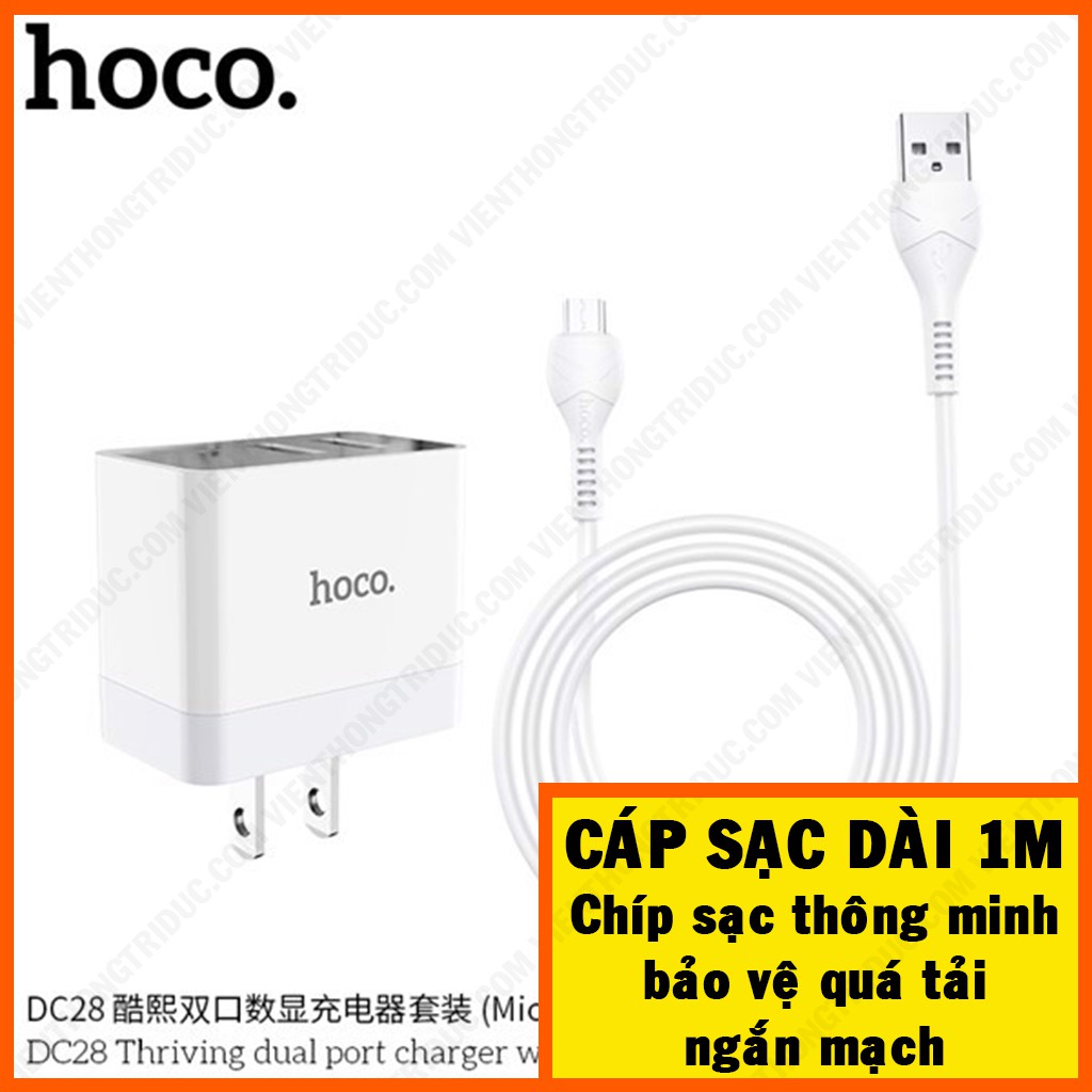 Bộ Sạc Nhanh Hoco DC28-5A / DC03 MAX-3A - Dây Dài 1M -Trang Bị Chip Sạc Thông Minh Bảo Vệ An Toàn Thiết Bị - Bảo Hành 6T