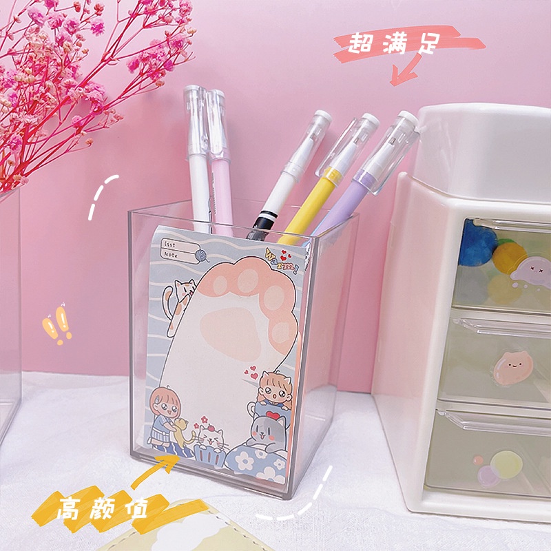 Giá Đỡ Bút / Cọ Trang Điểm Để Bàn Bằng Nhựa Trong Suốt Tiện Dụng