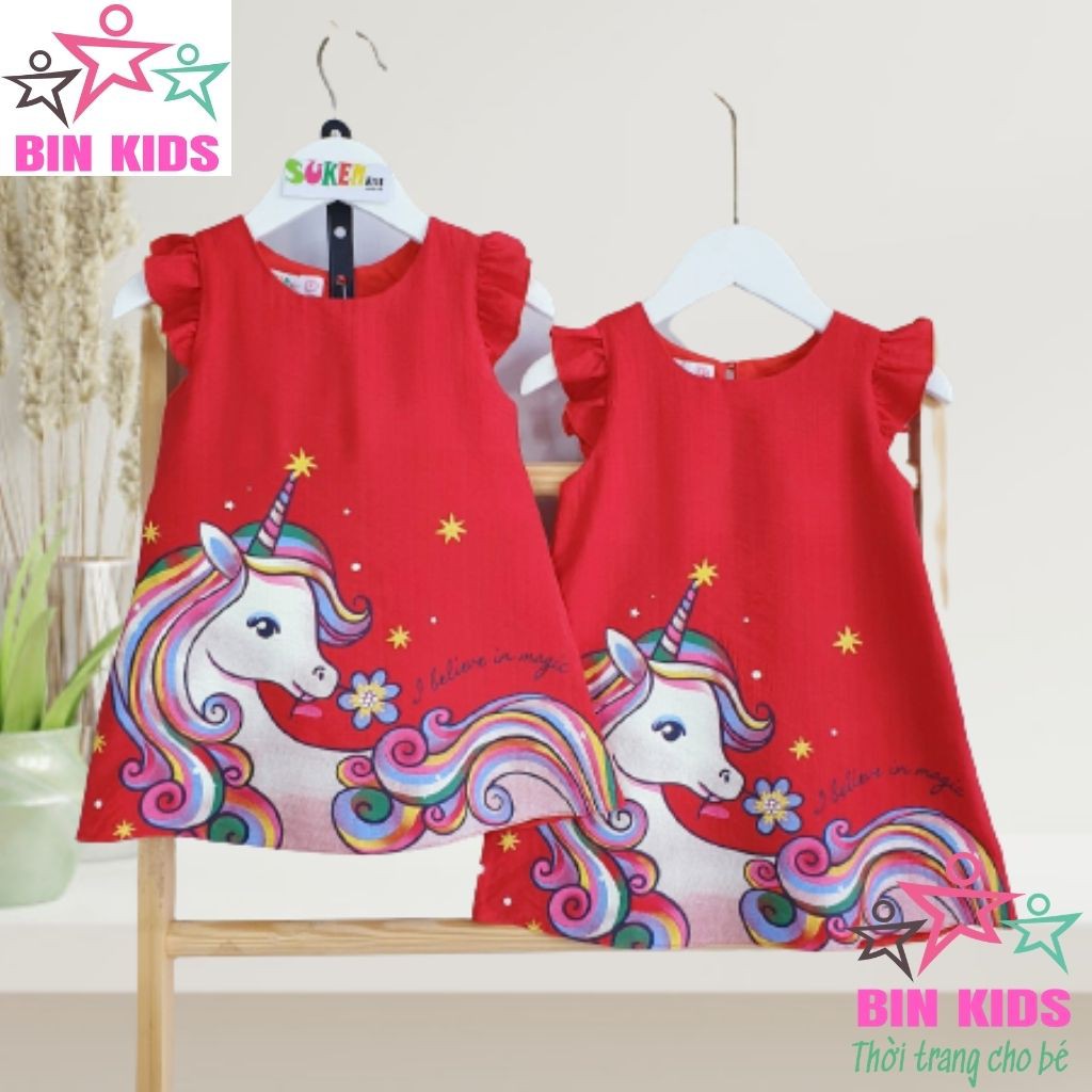 [MẪU HÈ 2021] Váy Bé Gái Pony Vải Đũi Mềm Cao Cấp Cho Bé 10-35kg