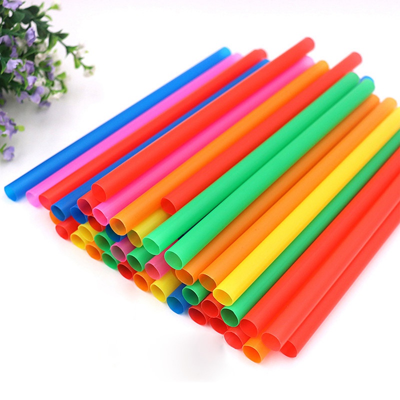 Set 100 Ống Hút Nhựa Đường Kính 0.6Cm Có Thể Tái Sử Dụng Nhiều Màu Sắc