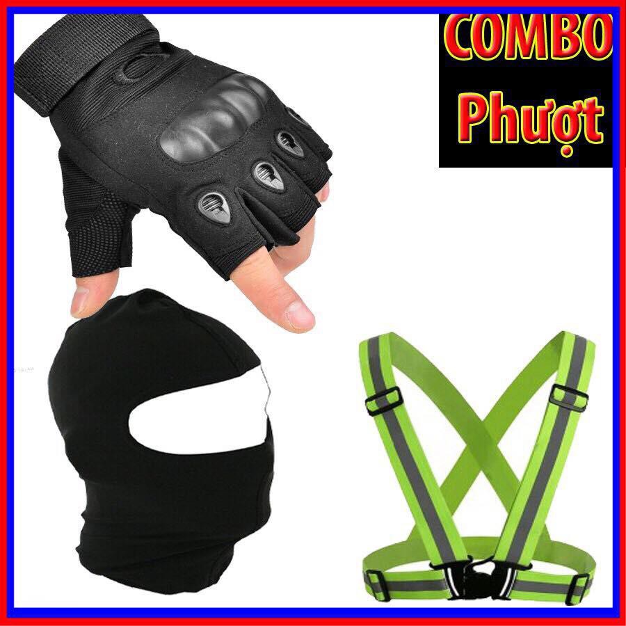 COMBO PHƯỢT 2 ( GĂNG OAKLEY HỞ NGÓN + PHẢN QUANG THUN + KHĂN CHÙM ĐẦU NINJA )