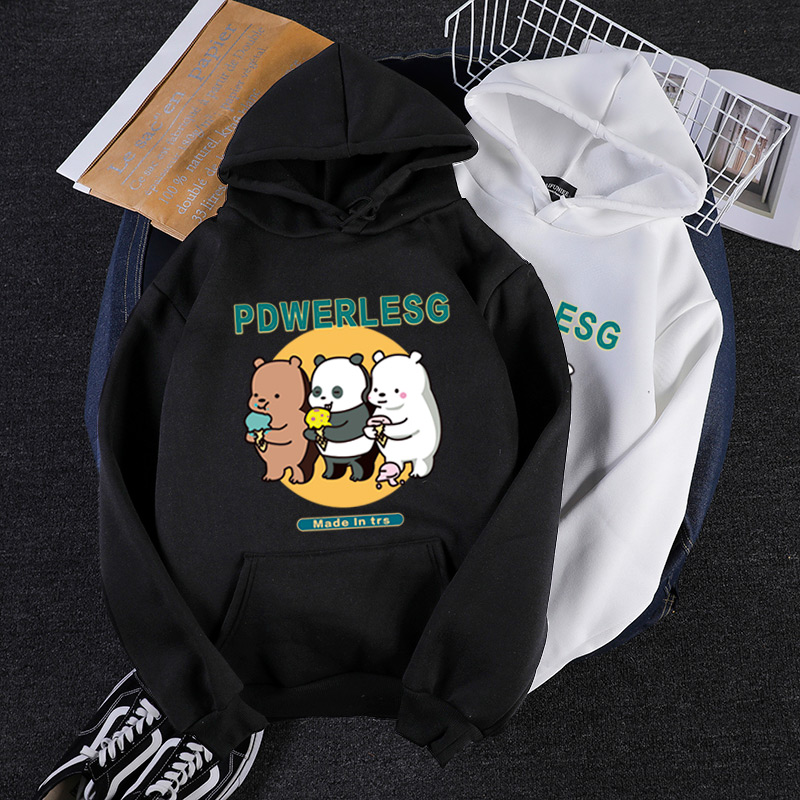 We Bare Bears Áo Hoodie Dài Tay In Hình Gấu Thời Trang Thu Đông