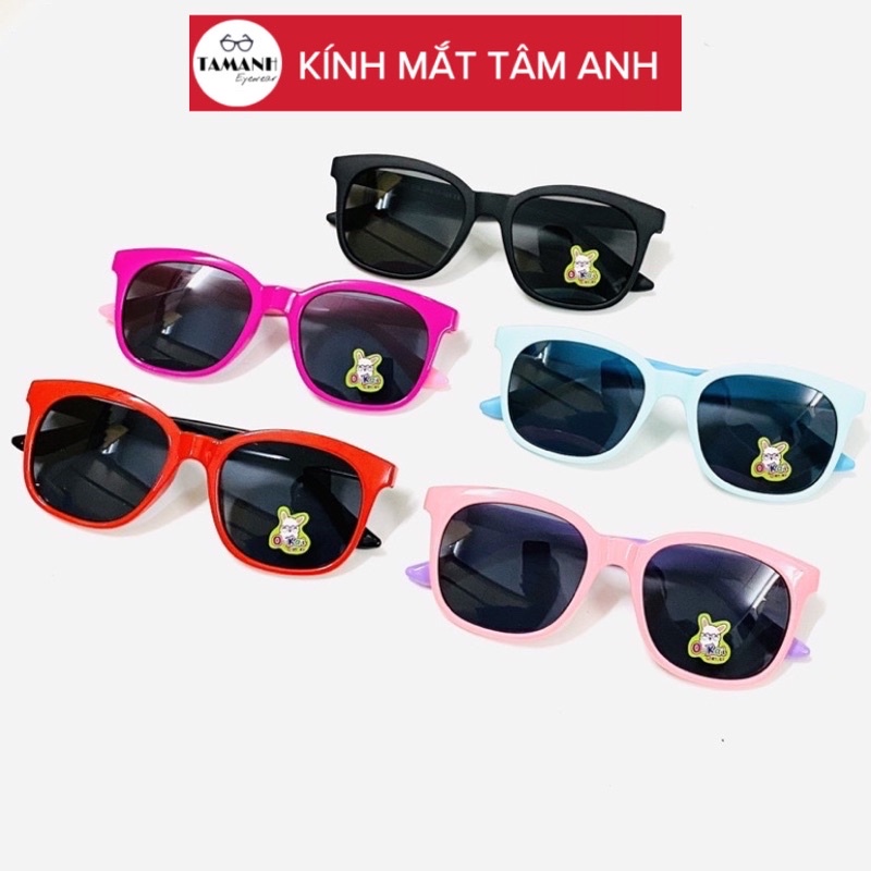 Kính trẻ em gọng siêu dẻo mắt kính tốt chống UV nhiều màu tặng hộp+khăn lau kính