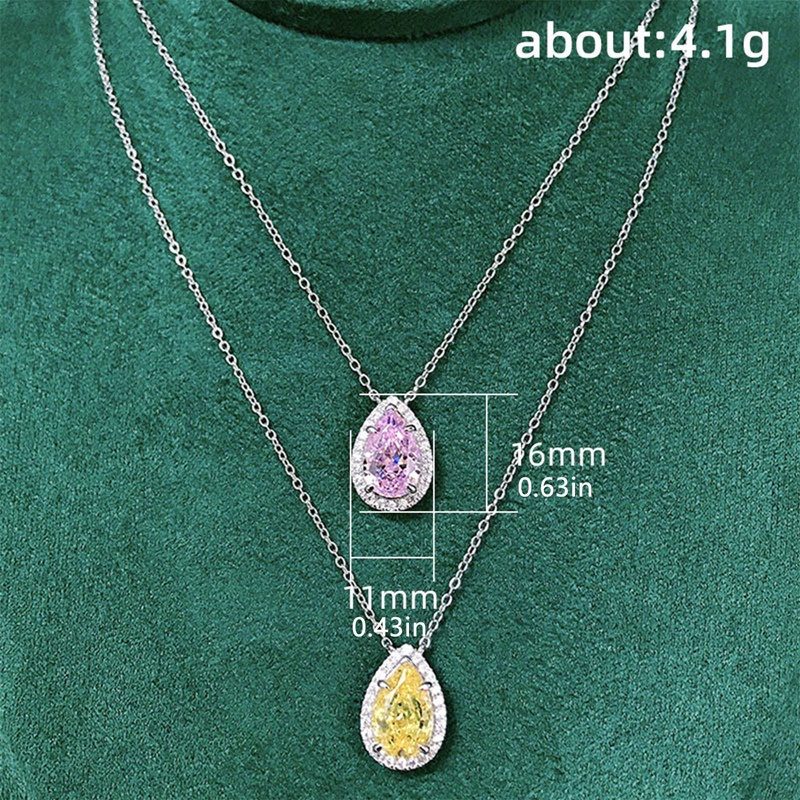 Vòng cổ Mặt Đá Zirconia Màu Vàng Hồng Sang Trọng Cho Nữ