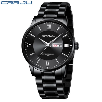 Đồng hồ nam CRRJU 2175 X bằng thạch anh thép không gỉ chịu nước thời trang doanh nhân