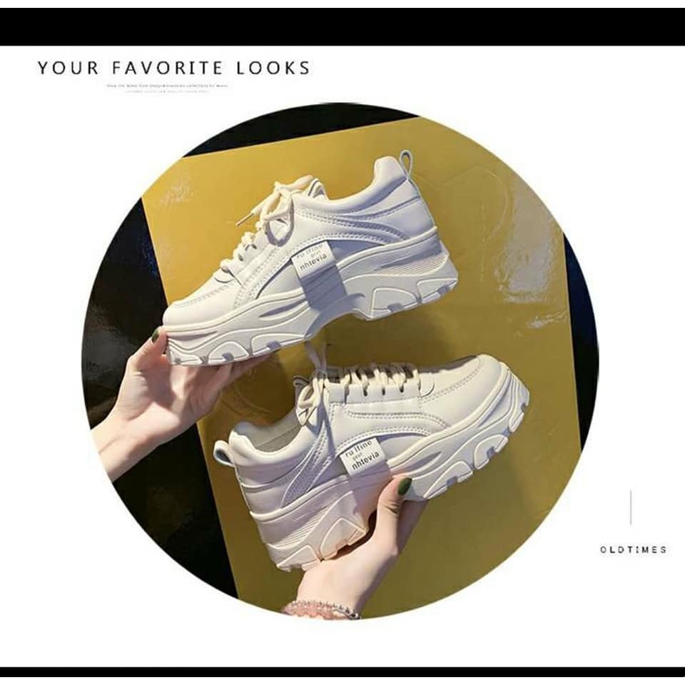 Giầy thể thao nữ ULZZang độn đế (FREESHIP - TẶNG TẤT), hàng full trắng siêu cá tính | BigBuy360 - bigbuy360.vn