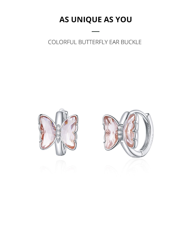 Khuyên Tai Bamoer SCE1105 Chốt Bạc Sterling 925 Hình Bướm Với Màu Sắc Bắt Mắt Quyến Rũ Cho Phái Nữ