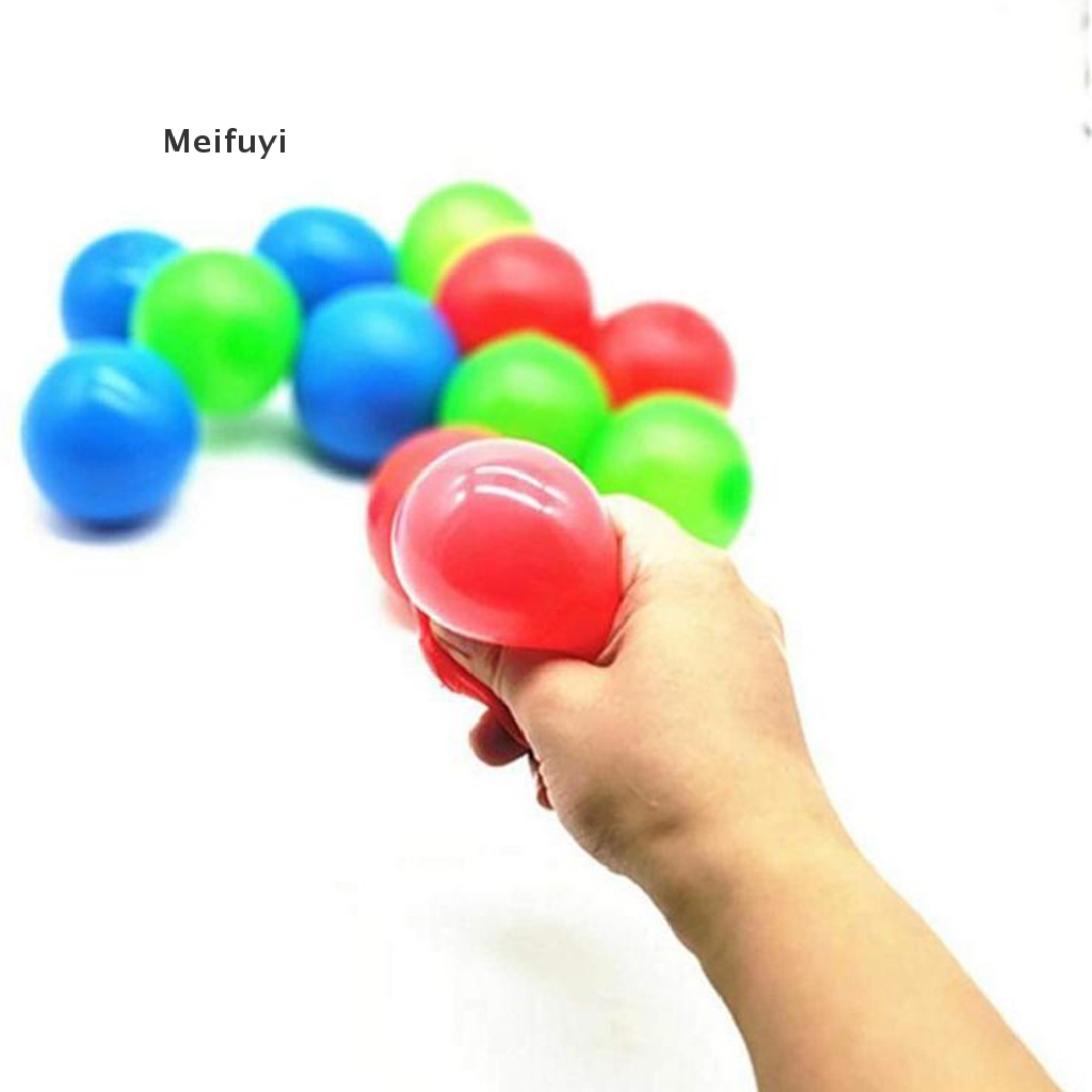 [Meifuyi] 4PCs Squeeze Toys Luminous Sticky Wall Balls Stress Reliever Toy Adult Kids VN439