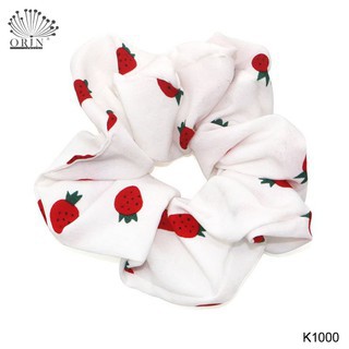 Dây cột tóc vải scrunchies họa tiết dâu HOT TREND