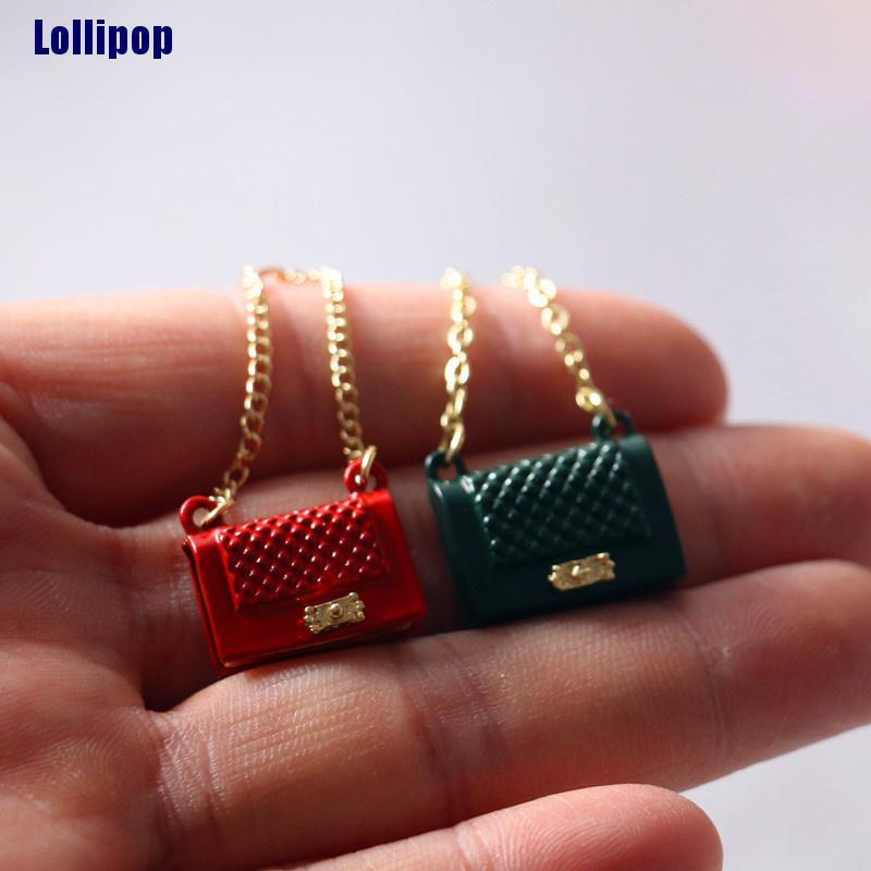 Mô hình túi xách bằng kim loại thời trang trang trí nhà búp bê