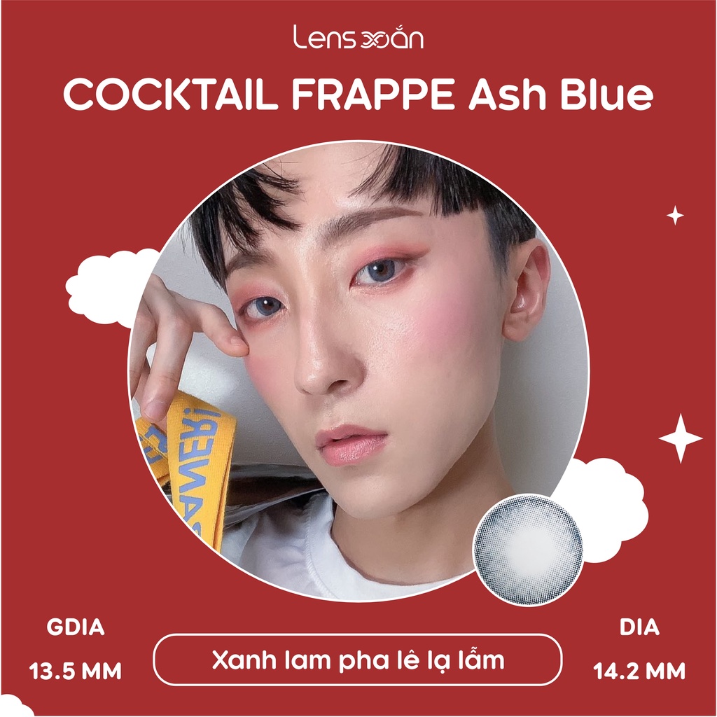 KÍNH ÁP TRÒNG COCKTAIL FRAPPE ASH BLUE CỦA LENS ME: Lens xanh lam hiệu ứng pha lê trong trẻo | Lens Xoắn