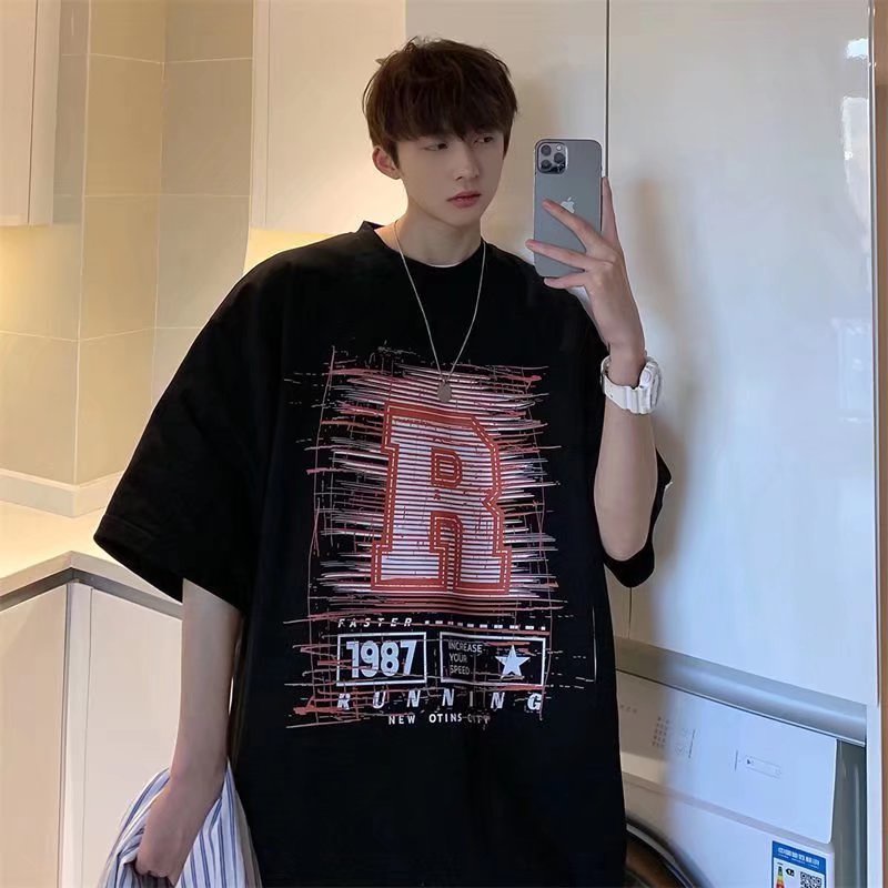Áo Thun Tay Ngắn Dáng Rộng In Chữ Phong Cách Hip Hop Đường Phố Hàn Quốc Thời Trang Cho Nam Và Nữ [M-8XL]