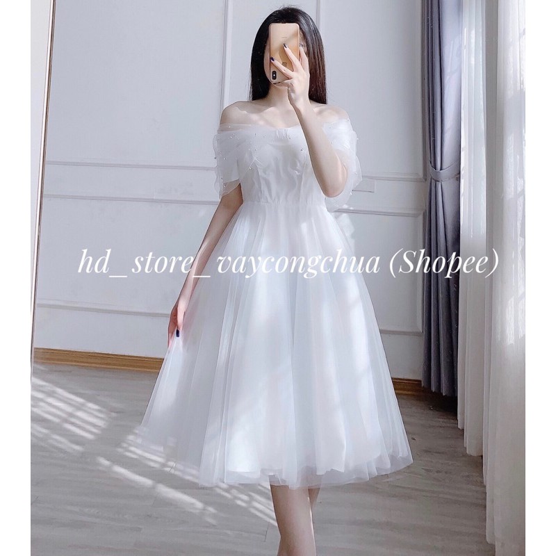 [ẢNH THẬT] V236 VÁY ĐẦM THIẾT KẾ DỰ TIỆC, DẠ HỘI KỶ YẾU PROM, VÁY CÔNG CHÚA TIỂU THƯ TRỄ VAI