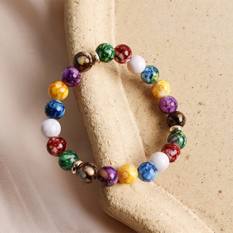 Vòng Tay Hạt Đá Núi Lửa Chakra 7 Luân Xa Có Thể Điều Chỉnh Kích Thước Giúp Giảm Căng Thẳng