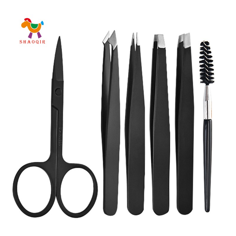 (Hàng Mới Về) Set 6 Nhíp Tỉa Lông Mày Chuyên Nghiệp Bằng Thép Không Gỉ Kèm Hộp Đựng