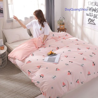 Đủ bộ chăn ga gối mẫu dưa hấu hồng - chất cotton poly nhập siêu mềm mịn thoáng mát