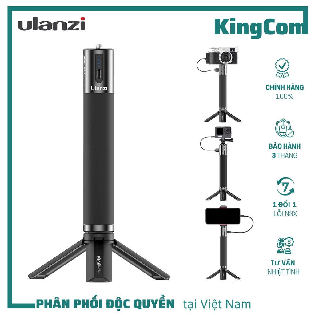 Ulanzi BG-3 10000mAh, Pin Dự Phòng & Tay Cầm Đa Năng USB-A & Type-C, Chân Máy Mini Tương Thích Với Điện Thoại Thông Minh