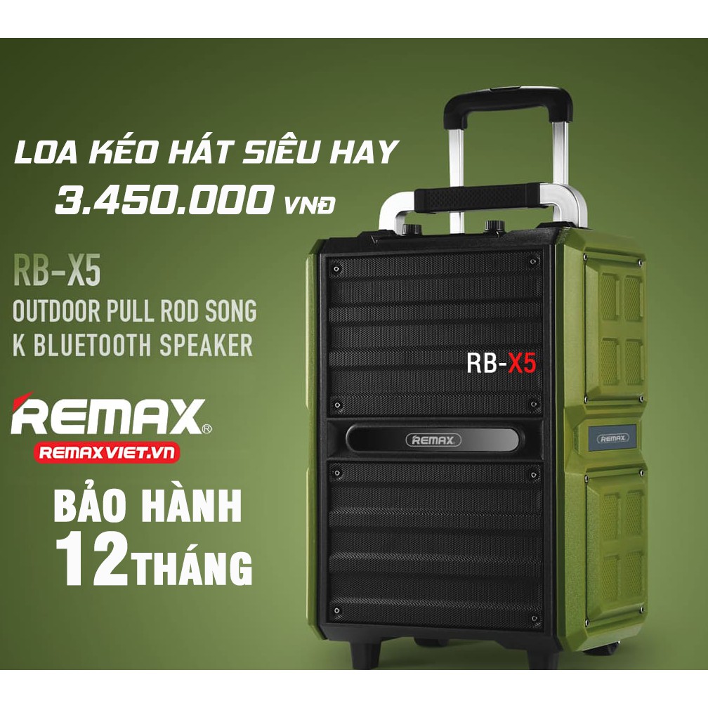 Loa Bluetooth kéo ngoài trời công suất lớn Remax RB-X5