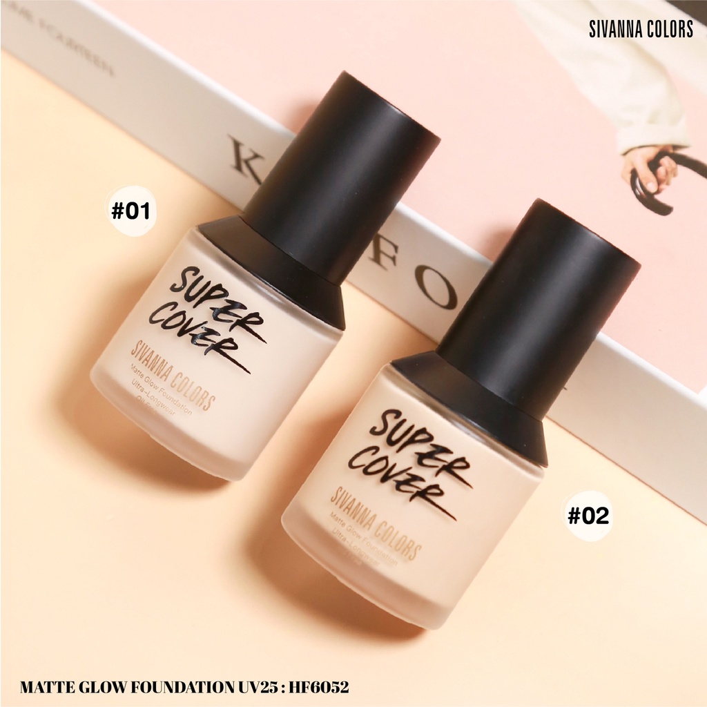 Kem nền che khuyết điểm mỏng nhẹ lâu trôi thẩm thấu nhanh HF6052 Sivanna Colors Super Cover Matte Glow Foundation