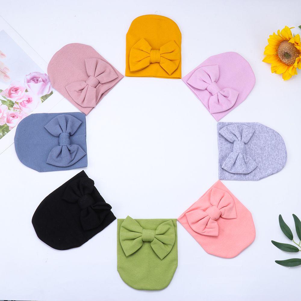 Mũ trùm đầu thắt nơ chất liệu cotton mềm mại cho bé MIHAN1