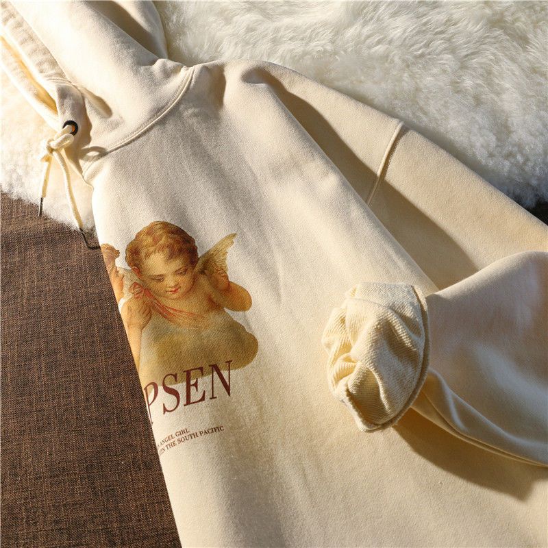 Áo hoodie kem in ấn, áo nỉ in thiên thần | BigBuy360 - bigbuy360.vn
